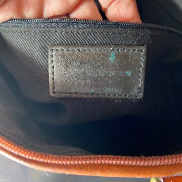 Vintage Liz Claiborne Pebbled Leather Satchel – Navy & Cognac - Picture 5 of 9